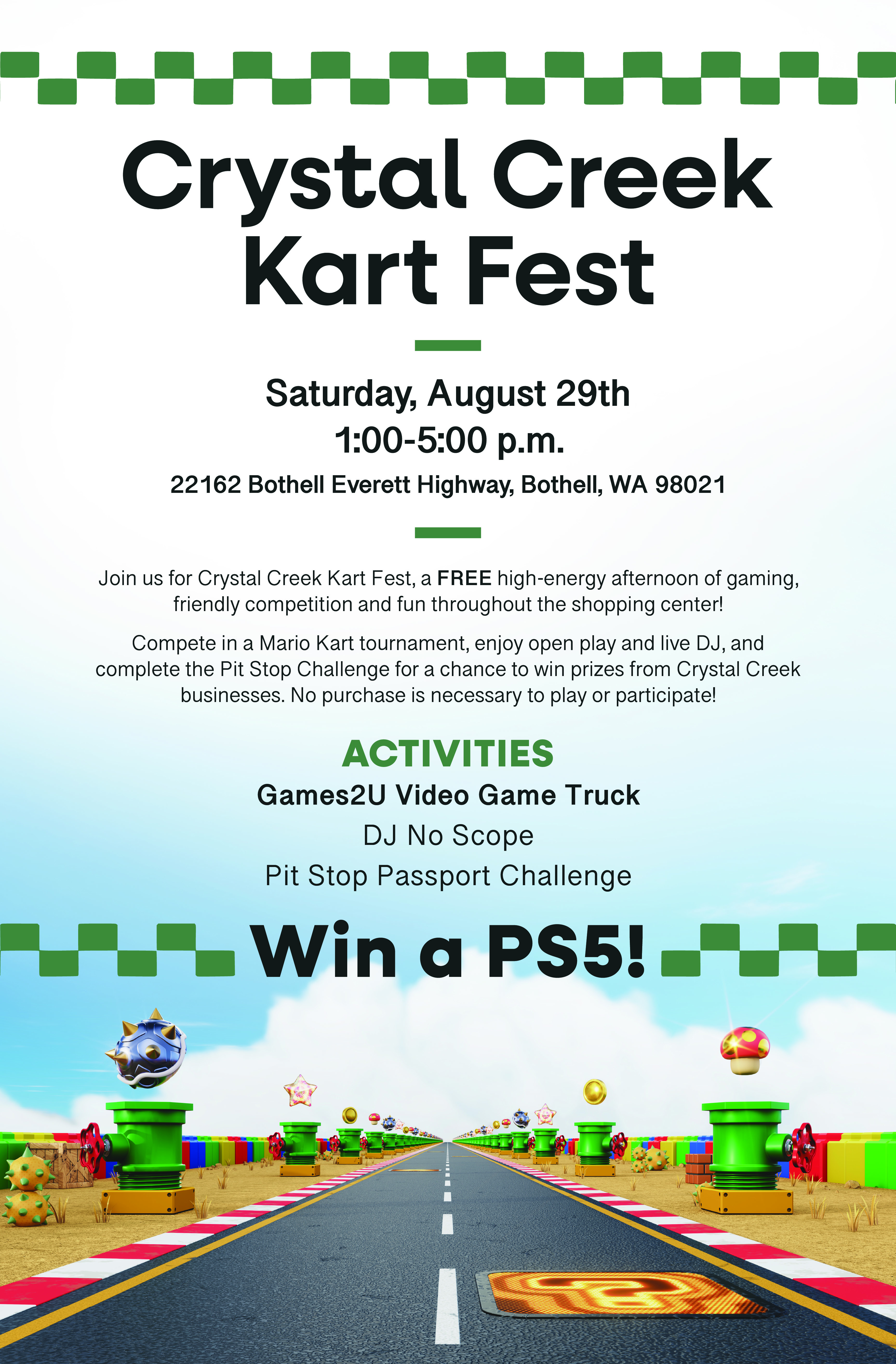 Crystal Creek Kart Fest is August 29, 1 to 5PM